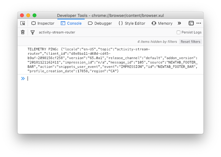 Devtools telemetry ping